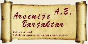 Arsenije Barjaktar vizit kartica